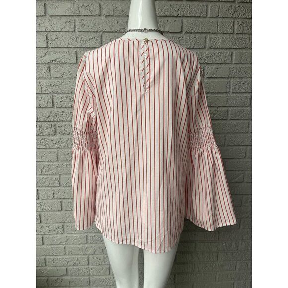 MICHAEL Michael Kors Red & White Long Sleeve Striped Blouse Size M - Picture 4 of 10